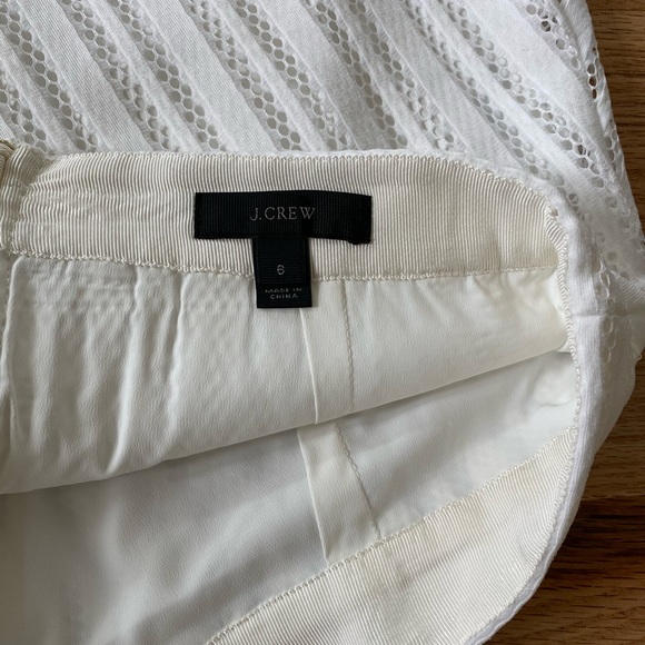 J. Crew White Striped Eyelet Skirt, exposed zipper - Picture 4 of 7